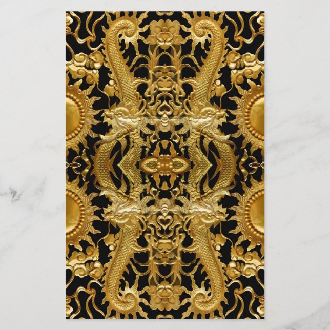 Goldener Drache Briefpapier (Vorderseite)
