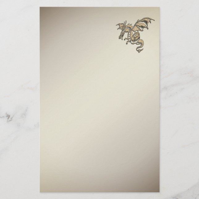 Goldener Drache Briefpapier (Vorderseite)