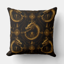 Goldener Drache Dark Fantasy Kissen