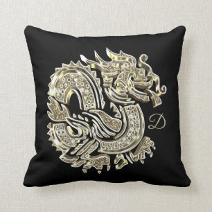 Goldener Drache-elegantes Imitat-Goldfolien-Logo Kissen