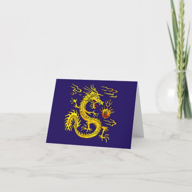 Goldener Drache Feiertagskarte (Vorderseite)