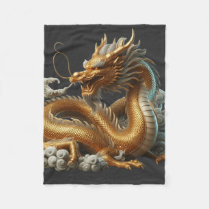 Goldener Drache Fleecedecke