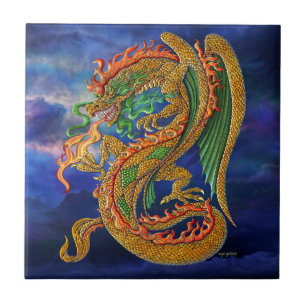 Goldener Drache Fliese