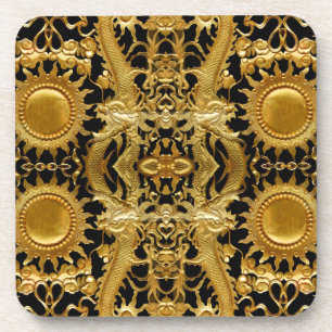 Goldener Drache Getränkeuntersetzer