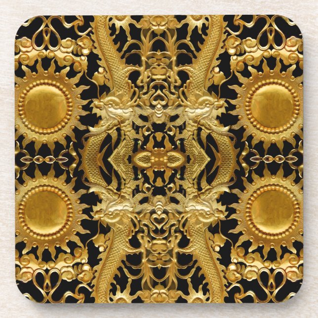 Goldener Drache Getränkeuntersetzer (Vorderseite)