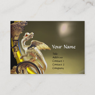 GOLDENER DRACHE GRAUER ACHAT Monogramm Visitenkarte