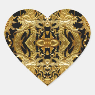 Goldener Drache Herz-Aufkleber
