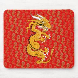 Goldener Drache in Rot Mousepad
