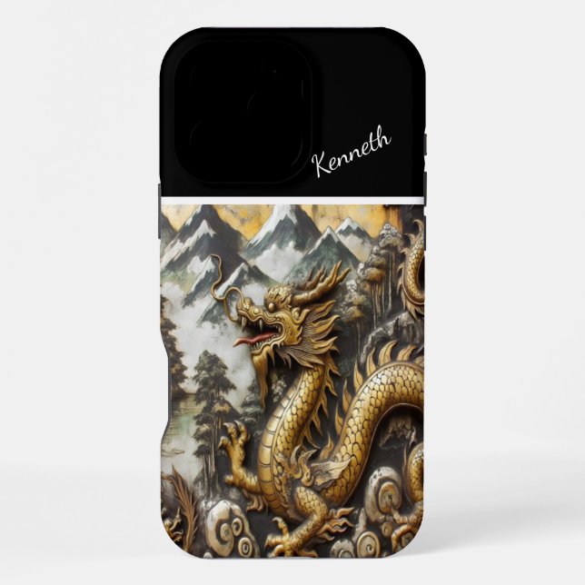 Goldener Drache iPhone Hülle (Rückseite)