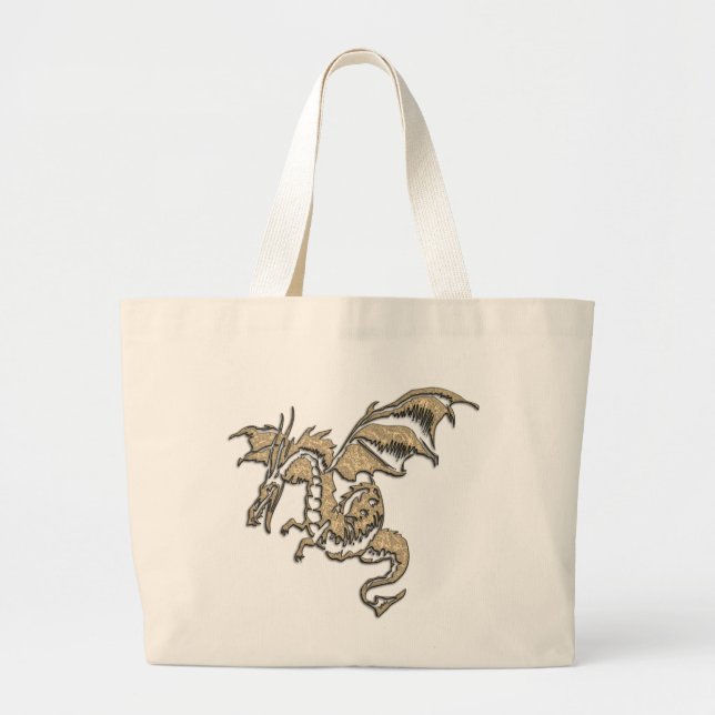 Goldener Drache Jumbo Stoffbeutel (Vorne)