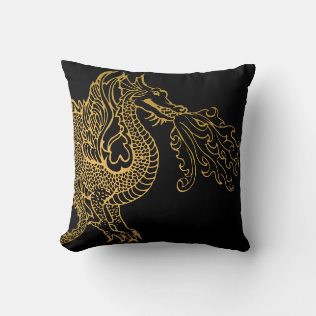 Goldener Drache Kissen (Vorderseite)