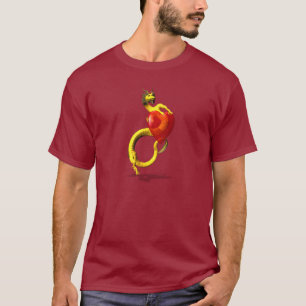 Goldener Drache mit großem rotem Herzen T-Shirt
