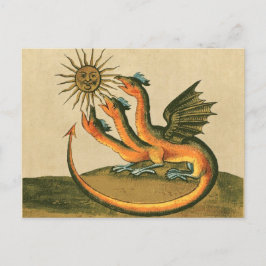 Goldener Drache mit Mond und Sun Sepia Postkarte