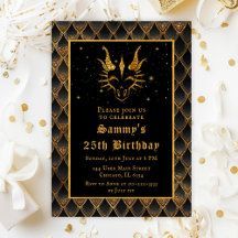 Goldener Drache mit schwarzen Scales Geburtstagspa