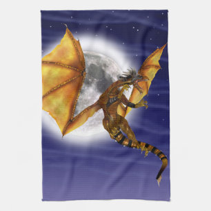 Goldener Drache Mythische Fantasie Kreatur Lila Hi Handtuch