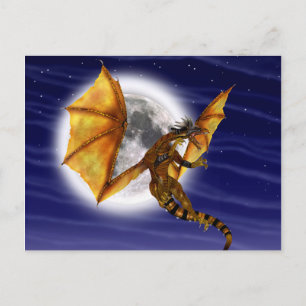 Goldener Drache Mythische Fantasie Kreatur Lila Hi Postkarte