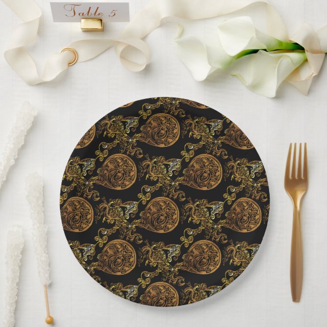 Goldener Drache Pappteller (Hochzeit)