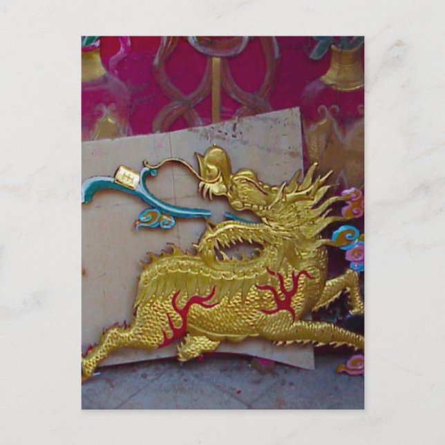 Goldener Drache Postkarte (Vorderseite)
