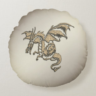Goldener Drache Rundes Kissen