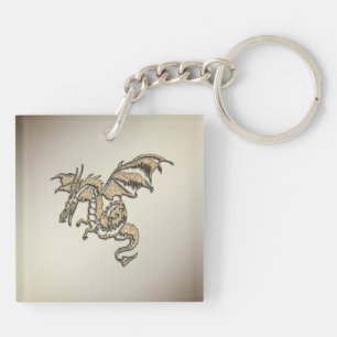 Goldener Drache Schlüsselanhänger