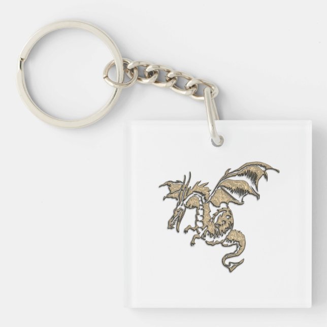 Goldener Drache Schlüsselanhänger (Vorderseite)
