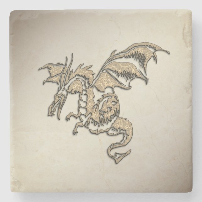 Goldener Drache Steinuntersetzer (Vorderseite)