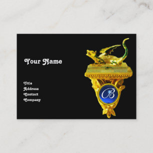GOLDENER DRACHEN-EDELSTEIN-MONOGRAMM, gelb schwarz Visitenkarte