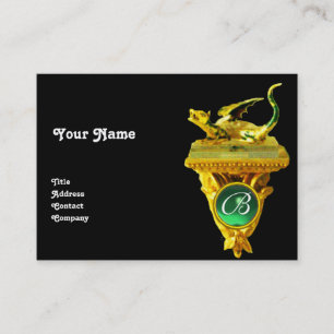 GOLDENER DRACHEN-EDELSTEIN-MONOGRAMM, gelb schwarz Visitenkarte