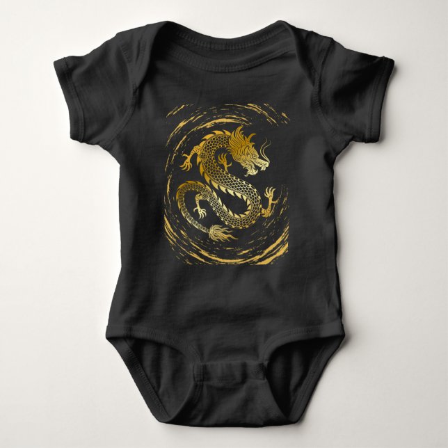 Goldener Drachenwirl Baby Strampler (Vorderseite)