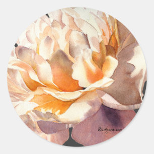 Goldener dunkler Pfingstrosen-Hochzeits-Umschlag Runder Aufkleber