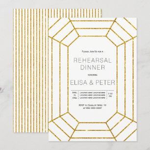 Goldener Edelstein Hochzeit Probe Dinner Einladung