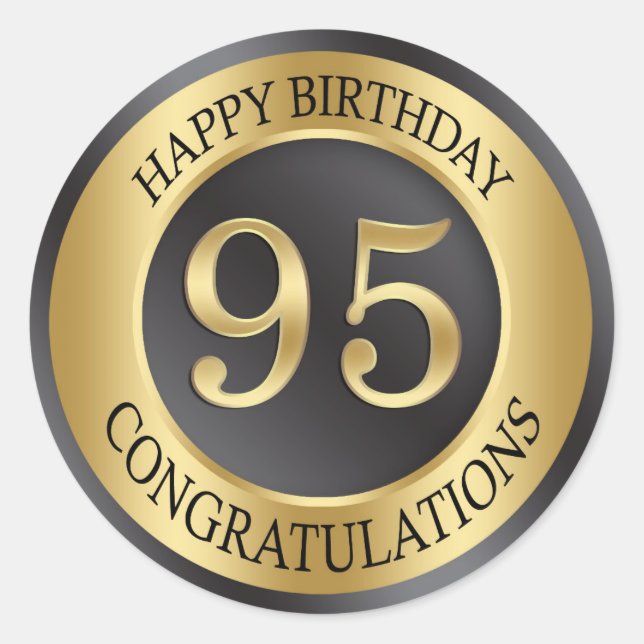 Goldener Effekt 95. Geburtstag Runder Aufkleber (Vorderseite)