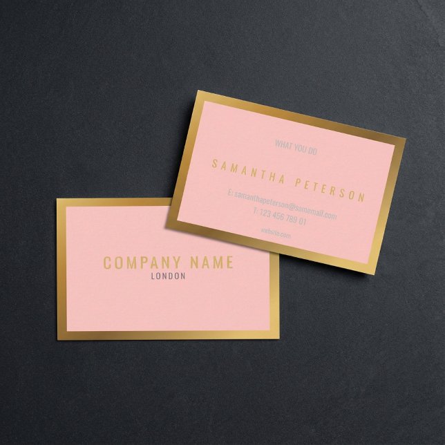 Goldener Effekt, dicke Goldgrenze, rosa Hintergrun Visitenkarte (Gold effect, thick gold border, pink background business card.)