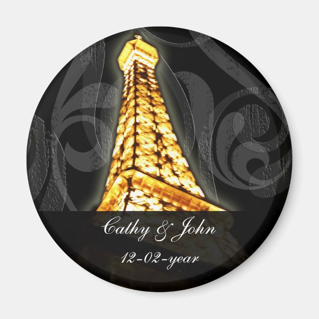 Goldener Eiffelturm Französische Hochzeit Retten S Magnet (Vorne)