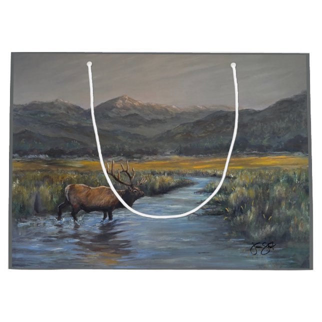 Goldener Elch Große Geschenktüte (Vorderseite)