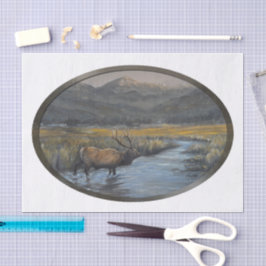 Goldener Elch - Oval Seidenpapier