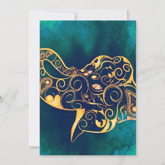 Goldener Elefant Einladung (Vorderseite)