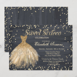 Goldener eleganter Kleid Diamanten Schwarz Sweet 1 Einladung