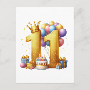 Goldener elfter Geburtstag Feiertagspostkarte