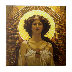 Goldener Engel Leuchtender Bote des Lichts Fliese