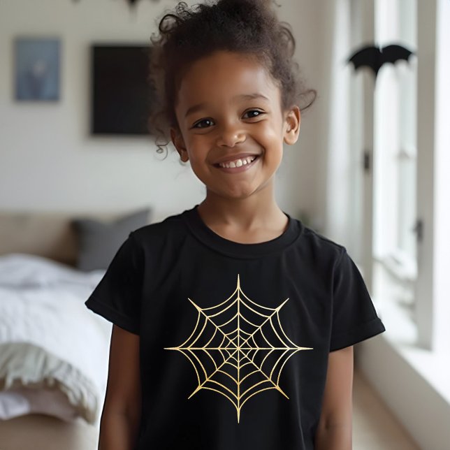 Goldener Entwurf Halloweens Spiderweb u. hinteres Tri-Blend Shirt (Golden Halloween Spiderweb Design & Back Monogram Tri-Blend Shirt)