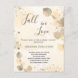 Goldener Eukalyptus-Glitzer fällt Einladungspostkarte