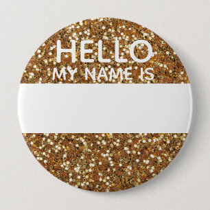 Goldener falscher Glitter Hallo mein Name ist Iden Button