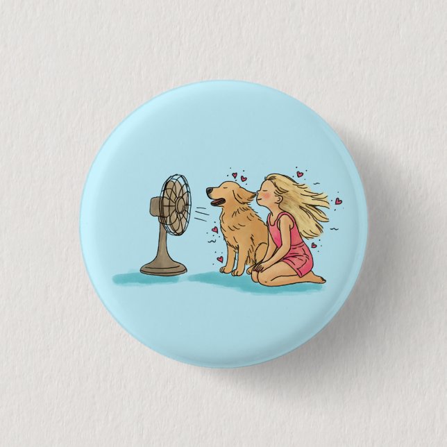 Goldener Fan Mädchen Button (Vorderseite)