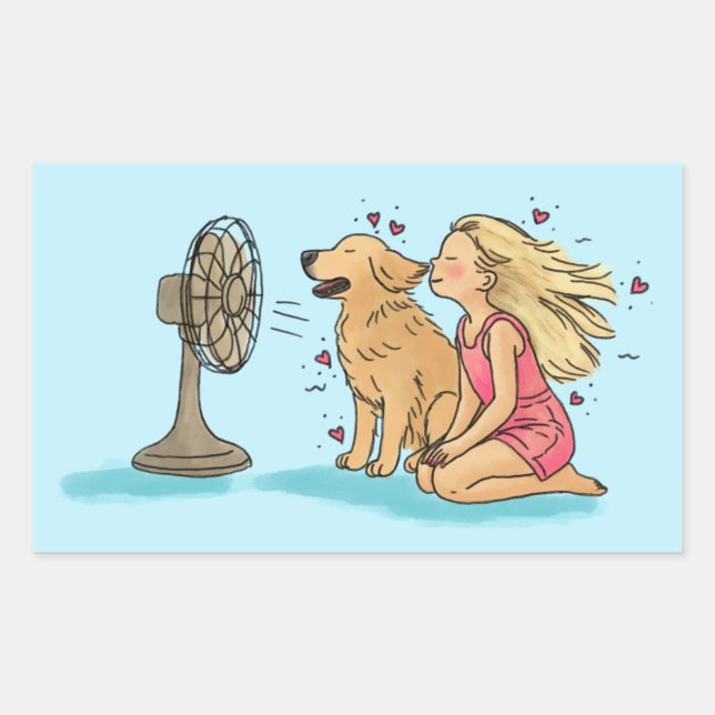 Goldener Fan Mädchen Rechteckiger Aufkleber (Vorderseite)
