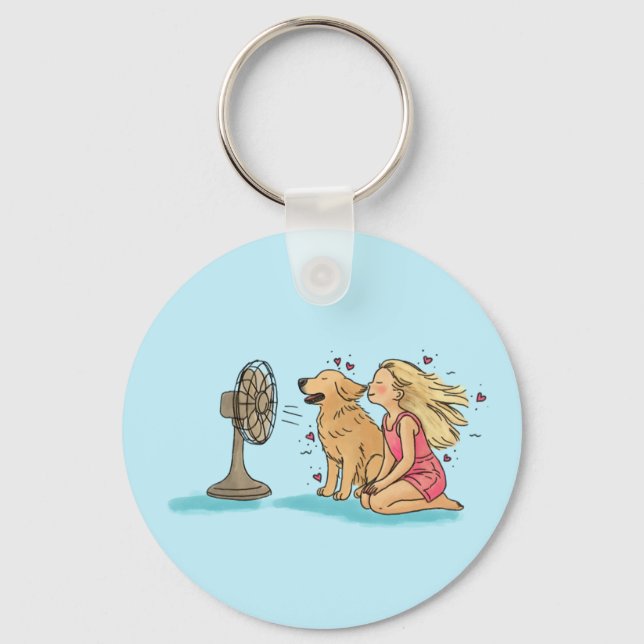 Goldener Fan Mädchen Schlüsselanhänger (Vorderseite)