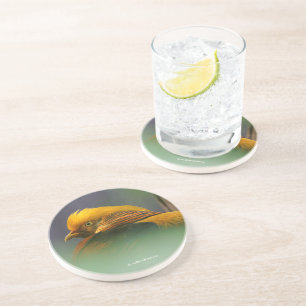 Goldener Fasan zwischen den Blätter Getränkeuntersetzer