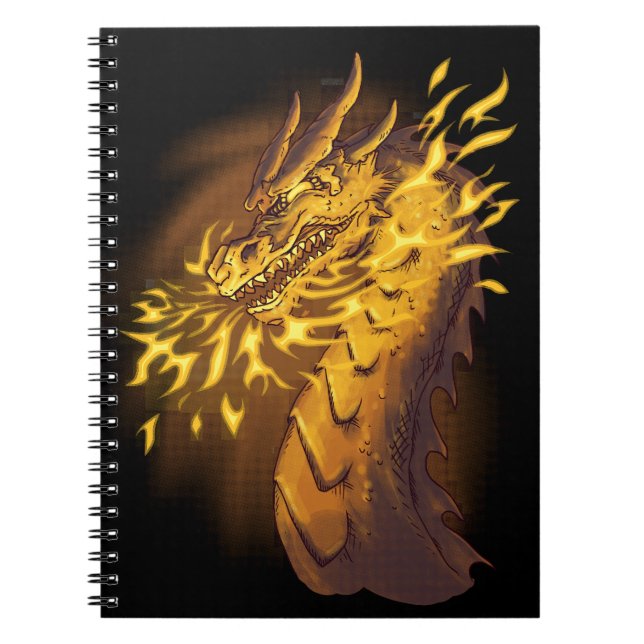 Goldener Feuer-Drache Notizblock (Vorderseite)