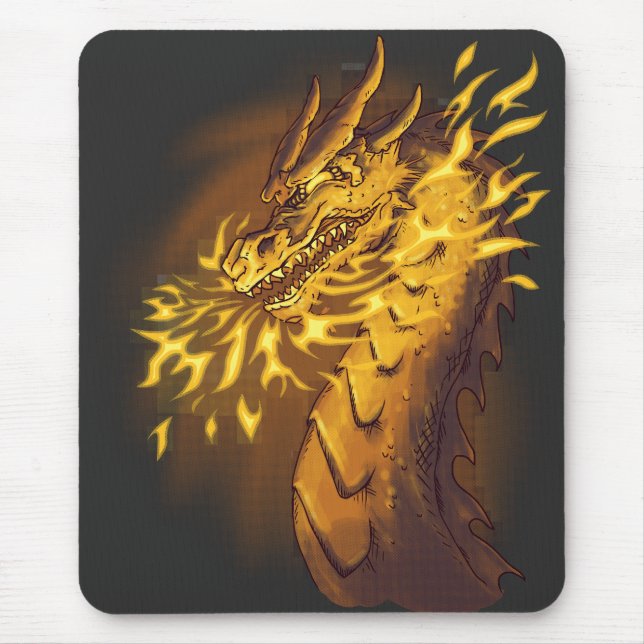 Goldener Feuerdrache Mousepad (Vorne)