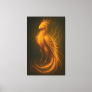 Goldener Feuerphönix – Hochwertige Fantasy-Kunstma Leinwanddruck